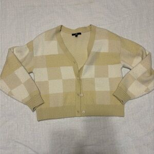 Vans Beige and Cream Checkered Cardigan